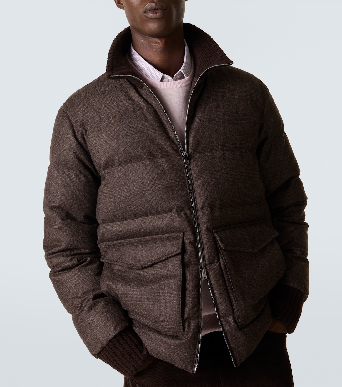 Checked wool and cashmere down jacket | Herno