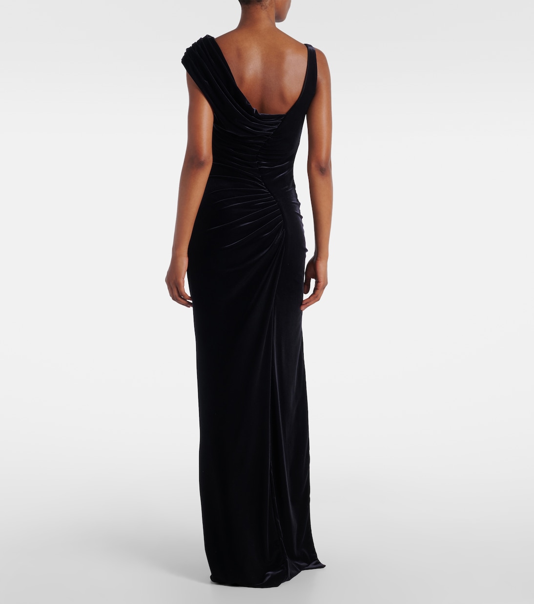 Asymmetric gathered velvet gown | Versace