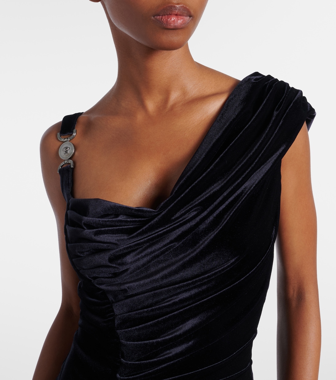 Asymmetric gathered velvet gown | Versace