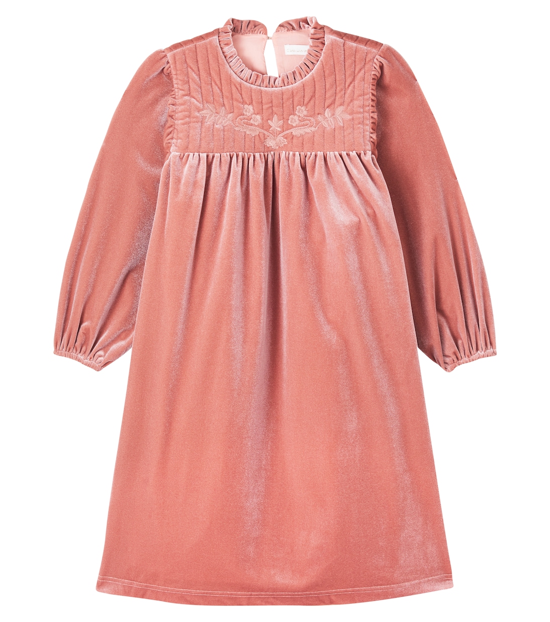 Domitilla embroidered ruffled velvet dress | C'era Una Volta