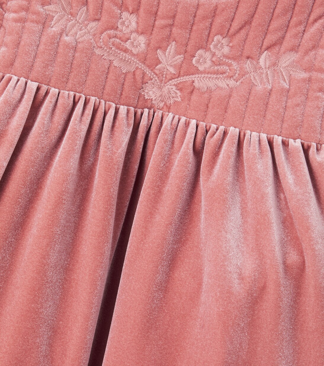 Domitilla embroidered ruffled velvet dress | C'era Una Volta