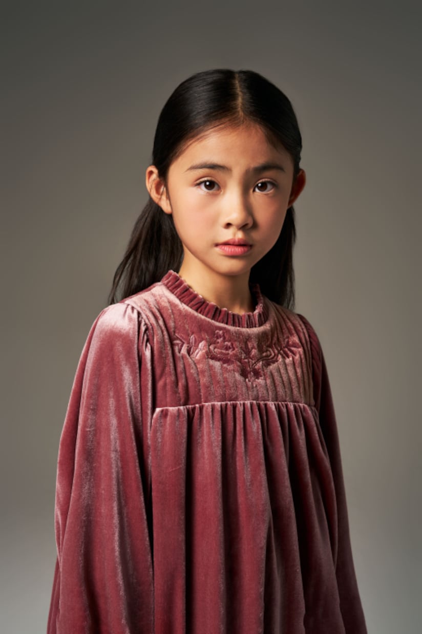 Domitilla embroidered ruffled velvet dress | C'era Una Volta