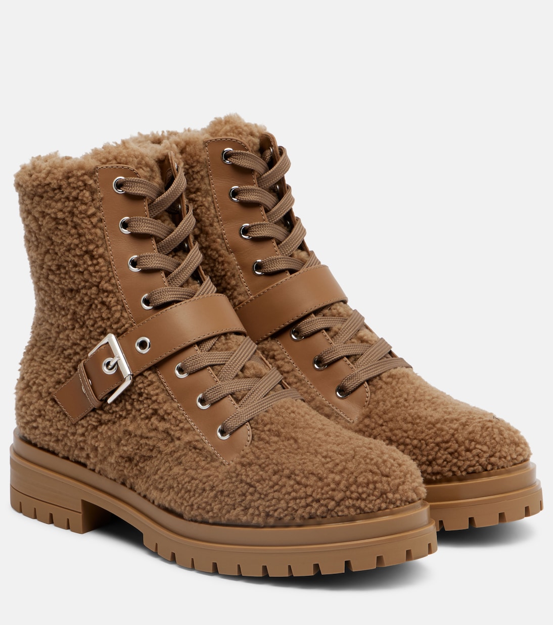 Schnürstiefel aus Shearling mit Leder | Gianvito Rossi