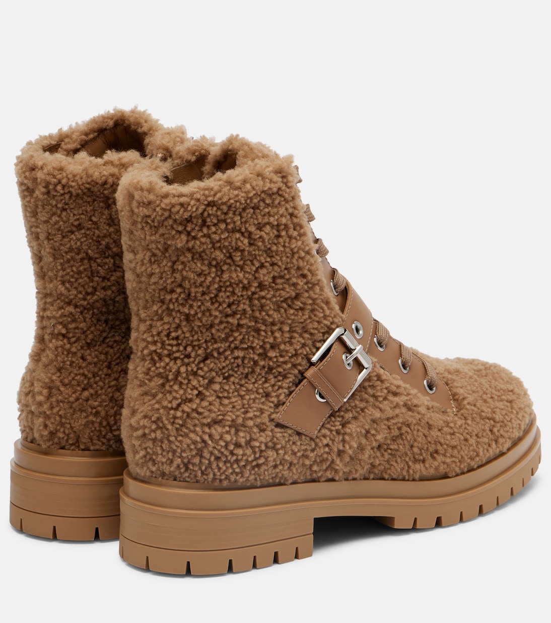 Schnürstiefel aus Shearling mit Leder | Gianvito Rossi