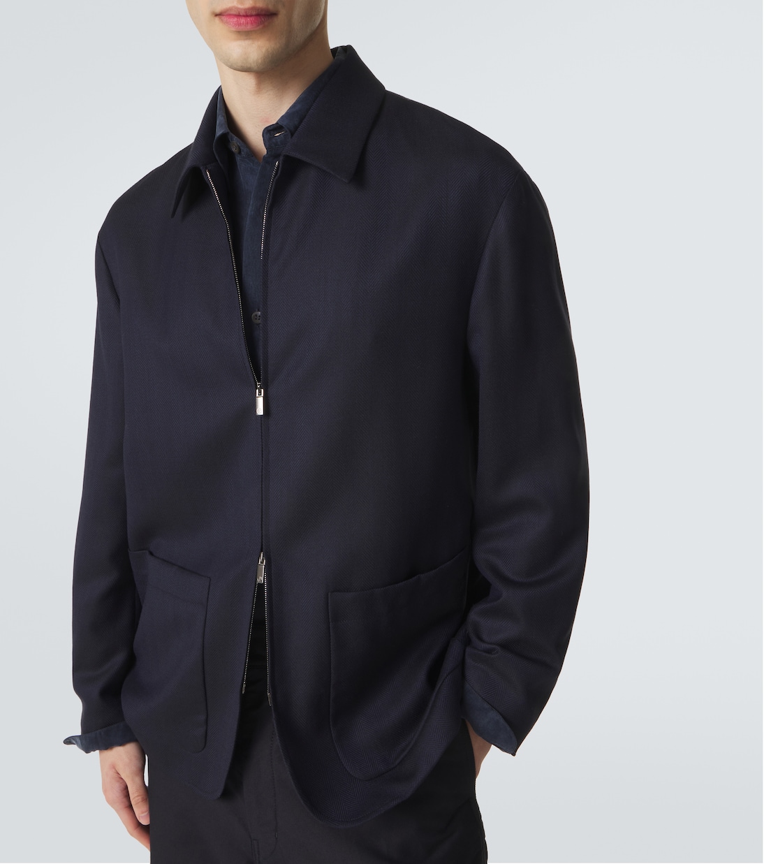 Chevron wool and cashmere-blend jacket | Giorgio Armani