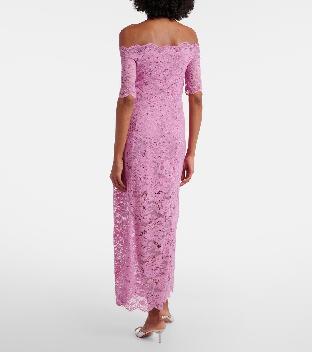 Off-shoulder lace midi dress | Rabanne