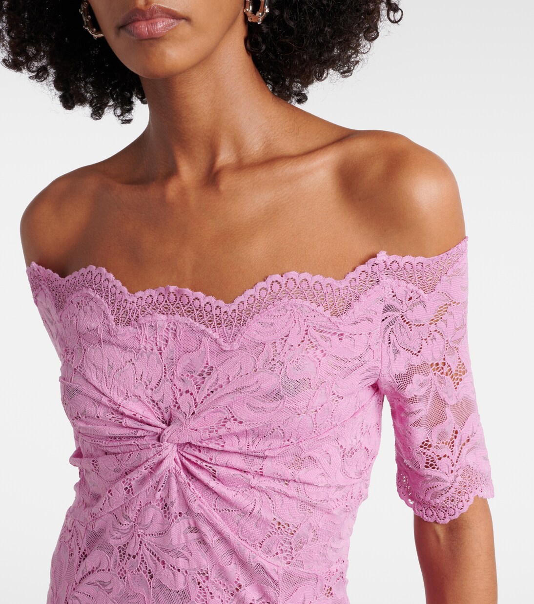 Off-shoulder lace midi dress | Rabanne