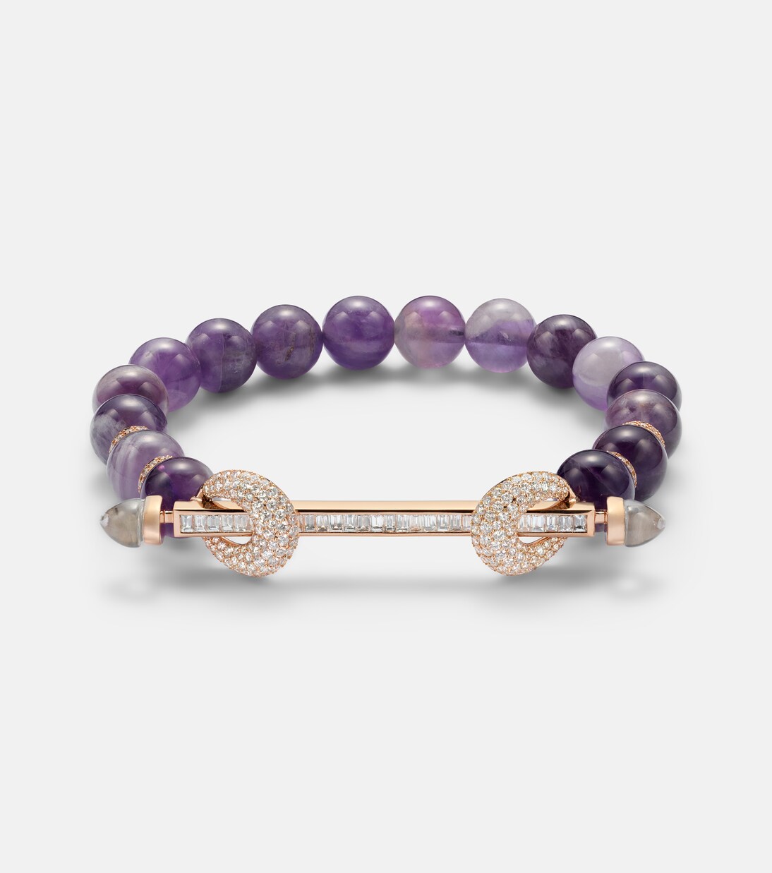 Armband Chakra aus Amethyst mit 18kt Roségold, Diamanten und Quarz | Ananya