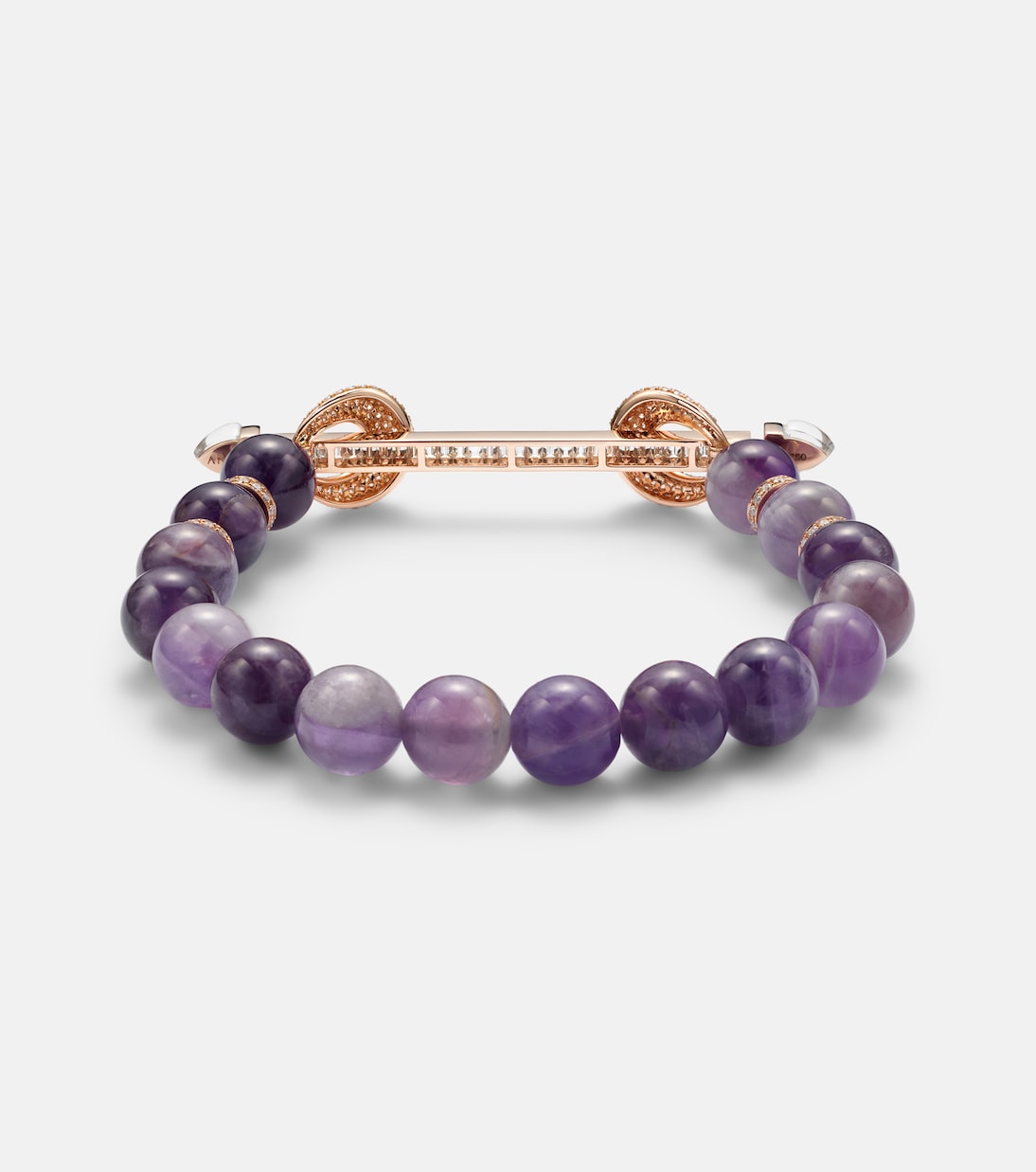 Armband Chakra aus Amethyst mit 18kt Roségold, Diamanten und Quarz | Ananya