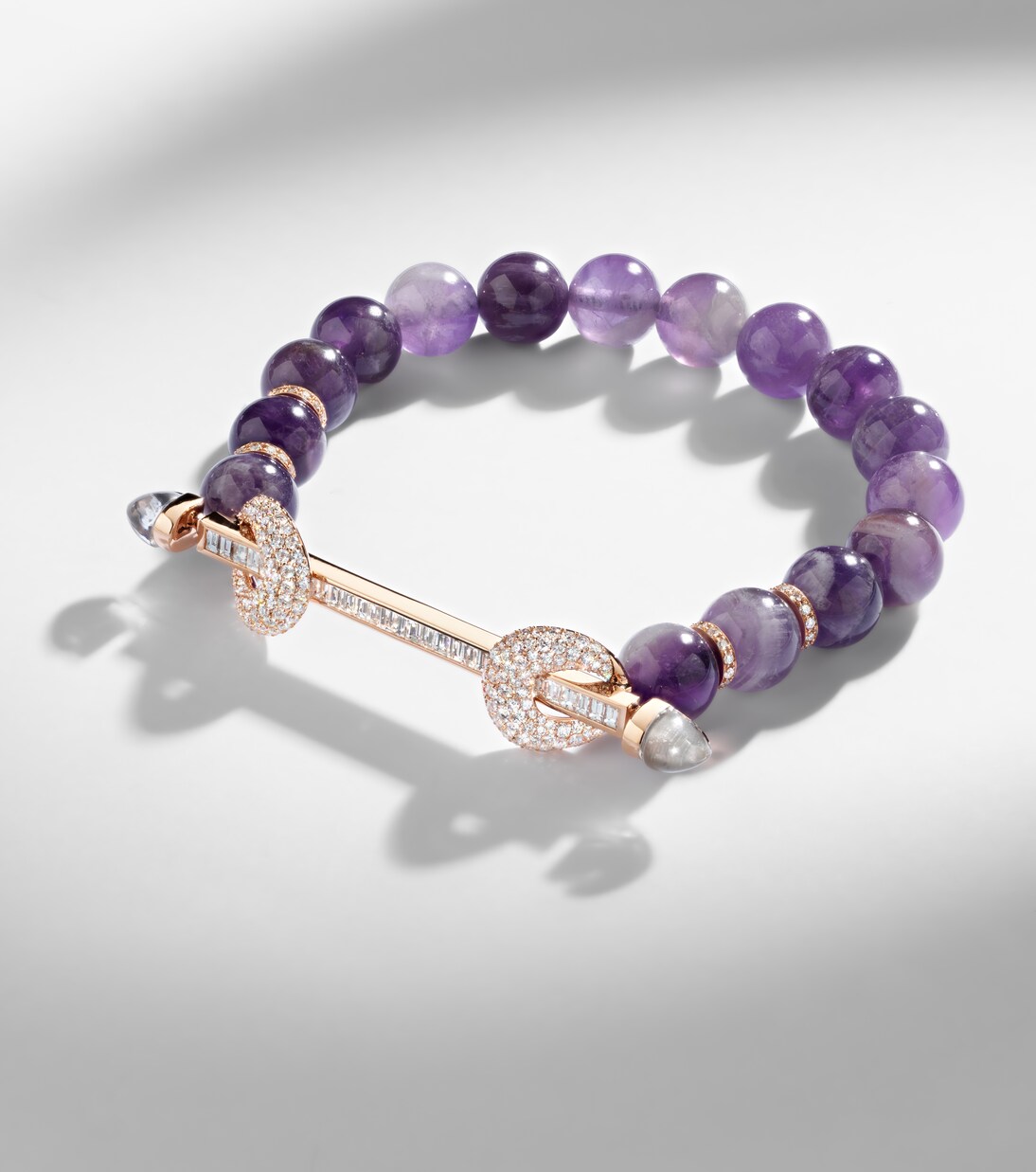 Armband Chakra aus Amethyst mit 18kt Roségold, Diamanten und Quarz | Ananya