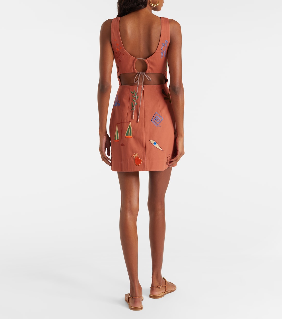 Vestido corto Dusty de algodón bordado | Alémais