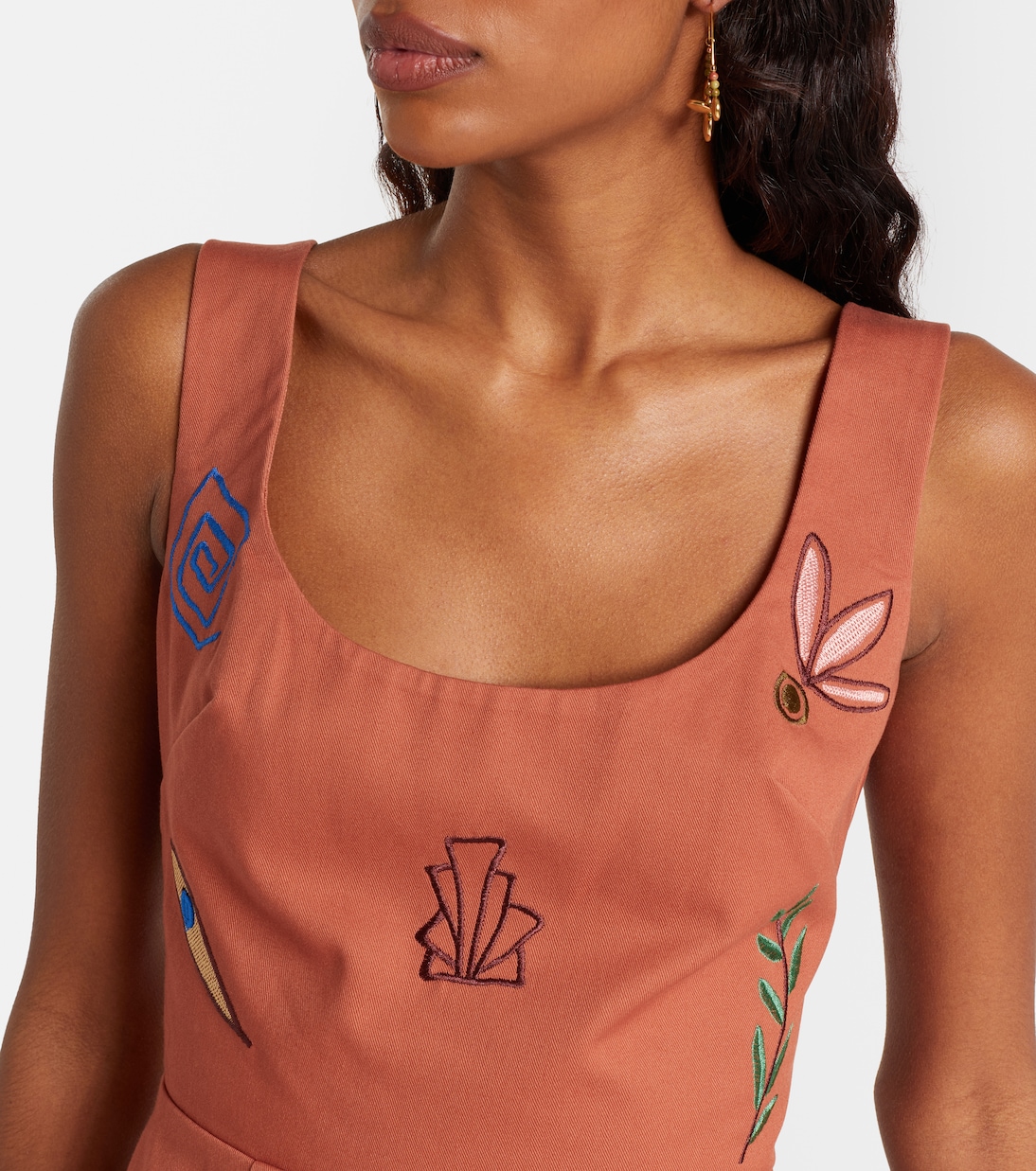 Vestido corto Dusty de algodón bordado | Alémais