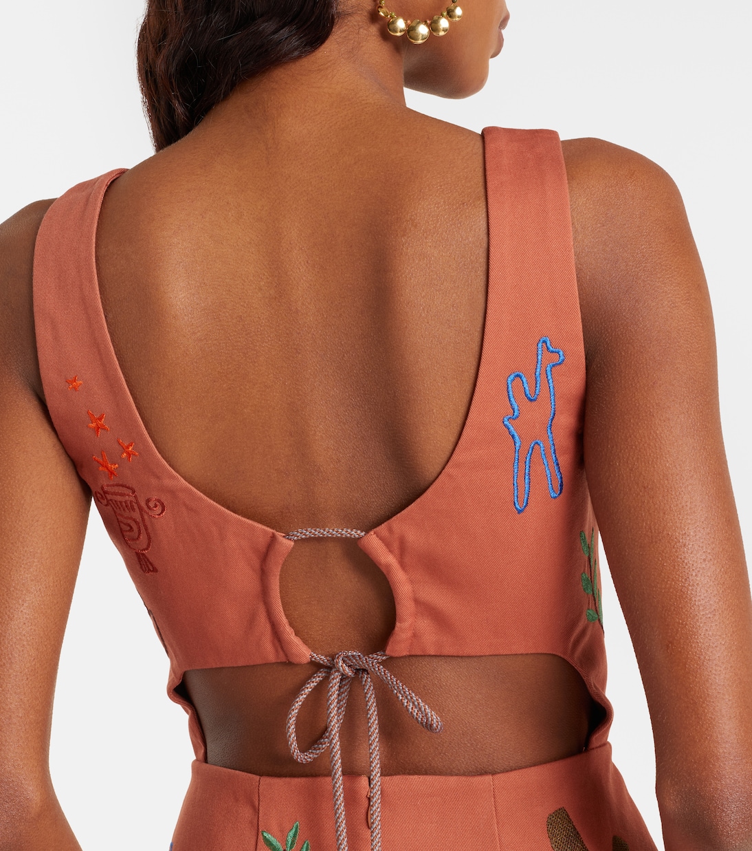 Vestido corto Dusty de algodón bordado | Alémais