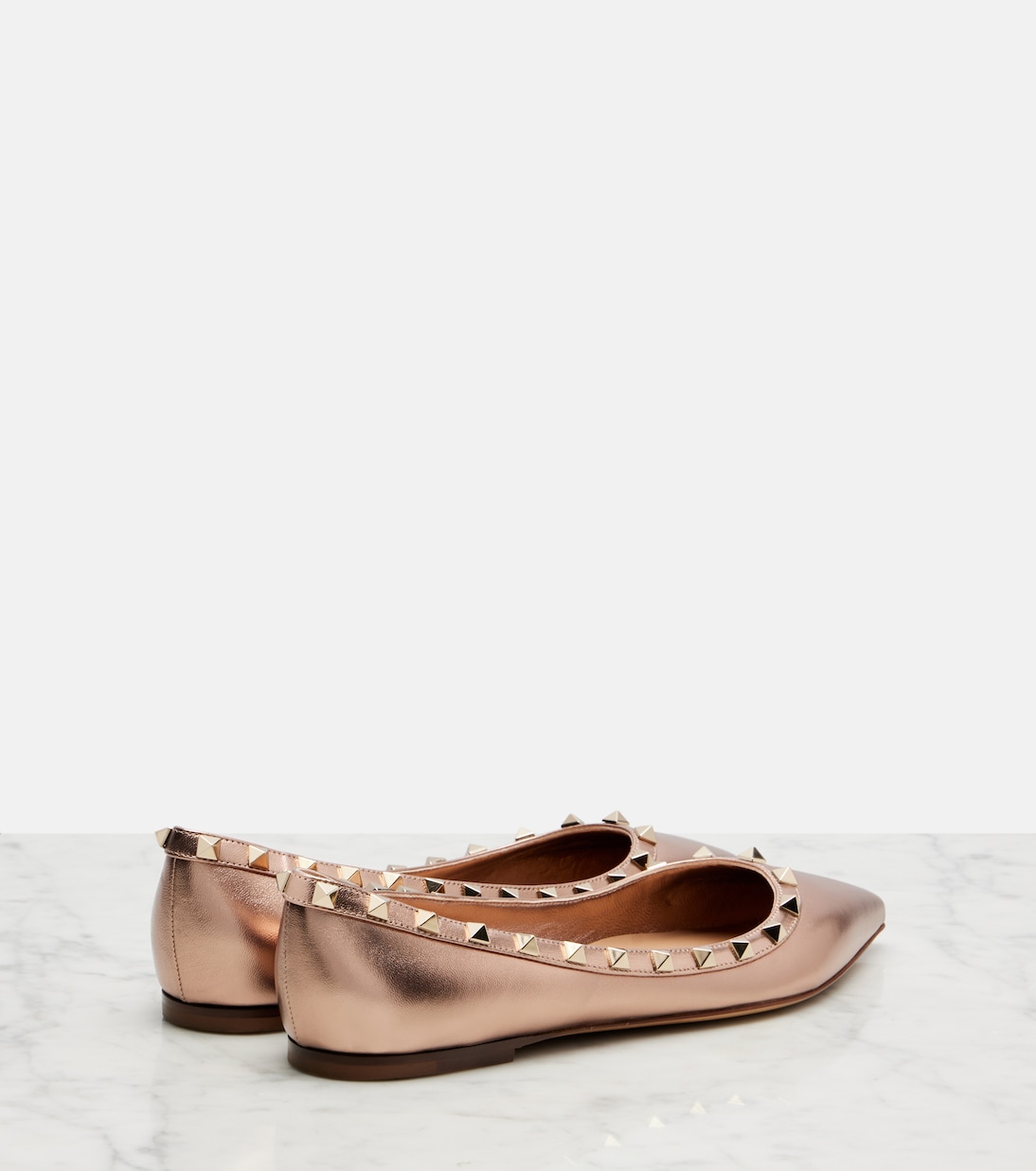 Rockstud metallic leather ballet flats | Valentino Garavani