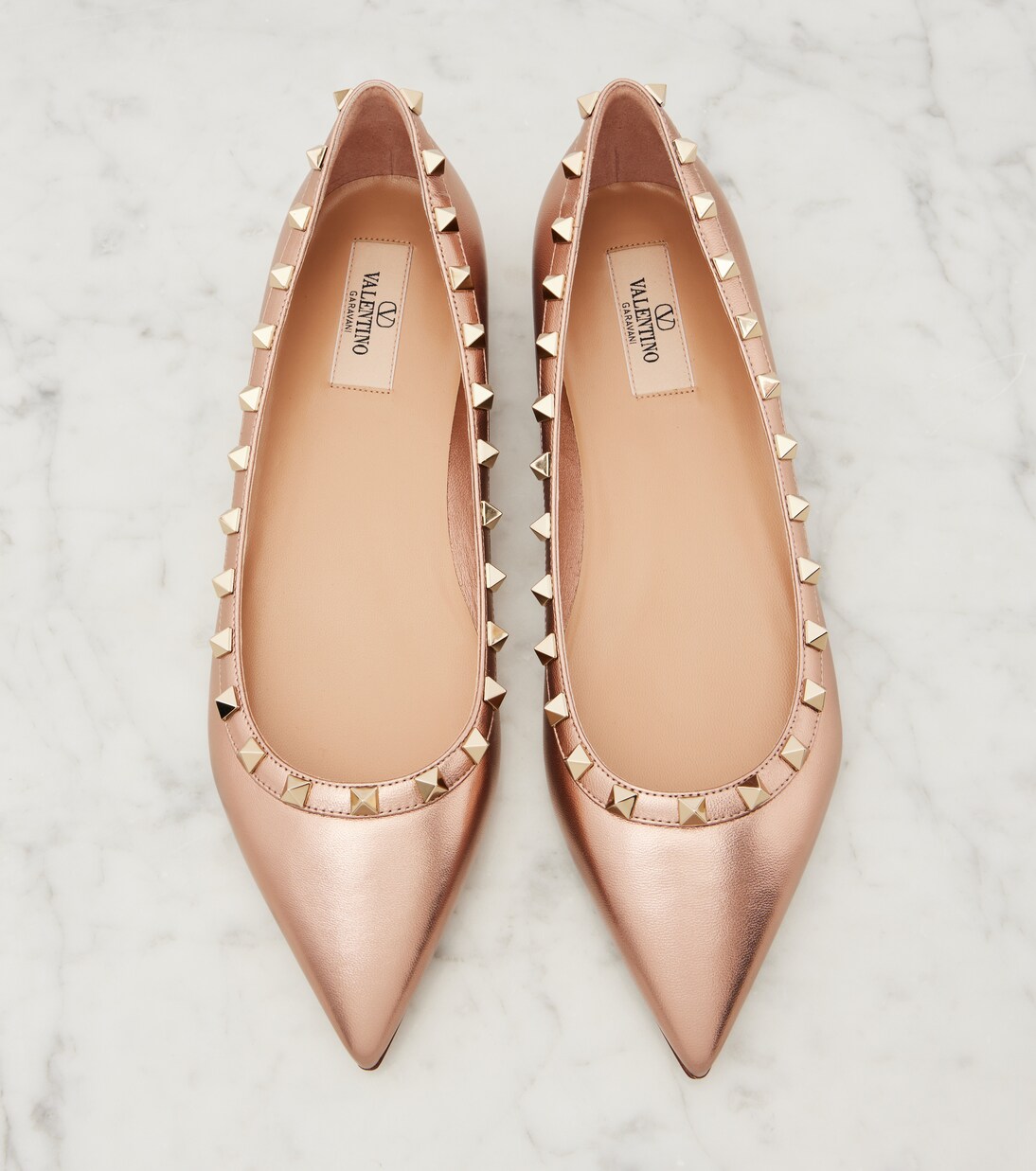 Rockstud metallic leather ballet flats | Valentino Garavani