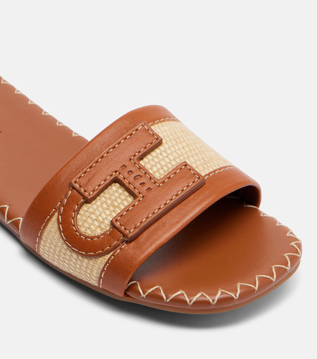 Leather-trimmed raffia slides | Hogan