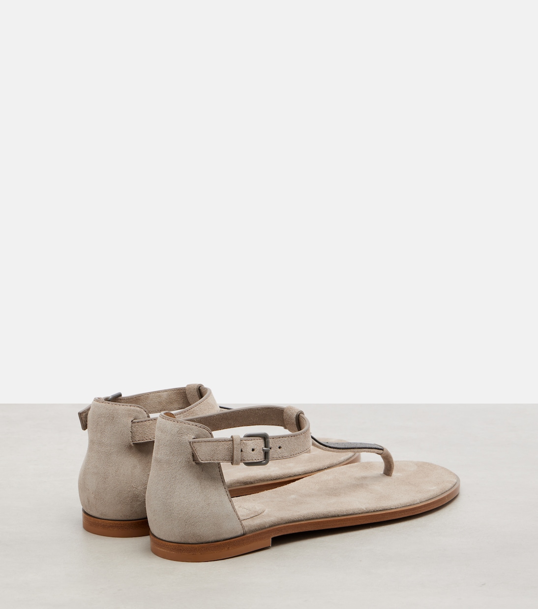 Sandalen Monili aus Veloursleder | Brunello Cucinelli