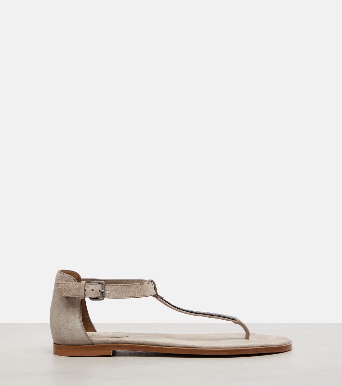 Sandalen Monili aus Veloursleder | Brunello Cucinelli