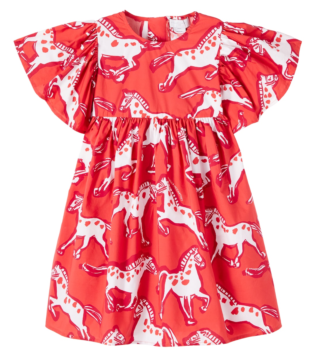 Horse printed cotton poplin dress | Stella McCartney Kids