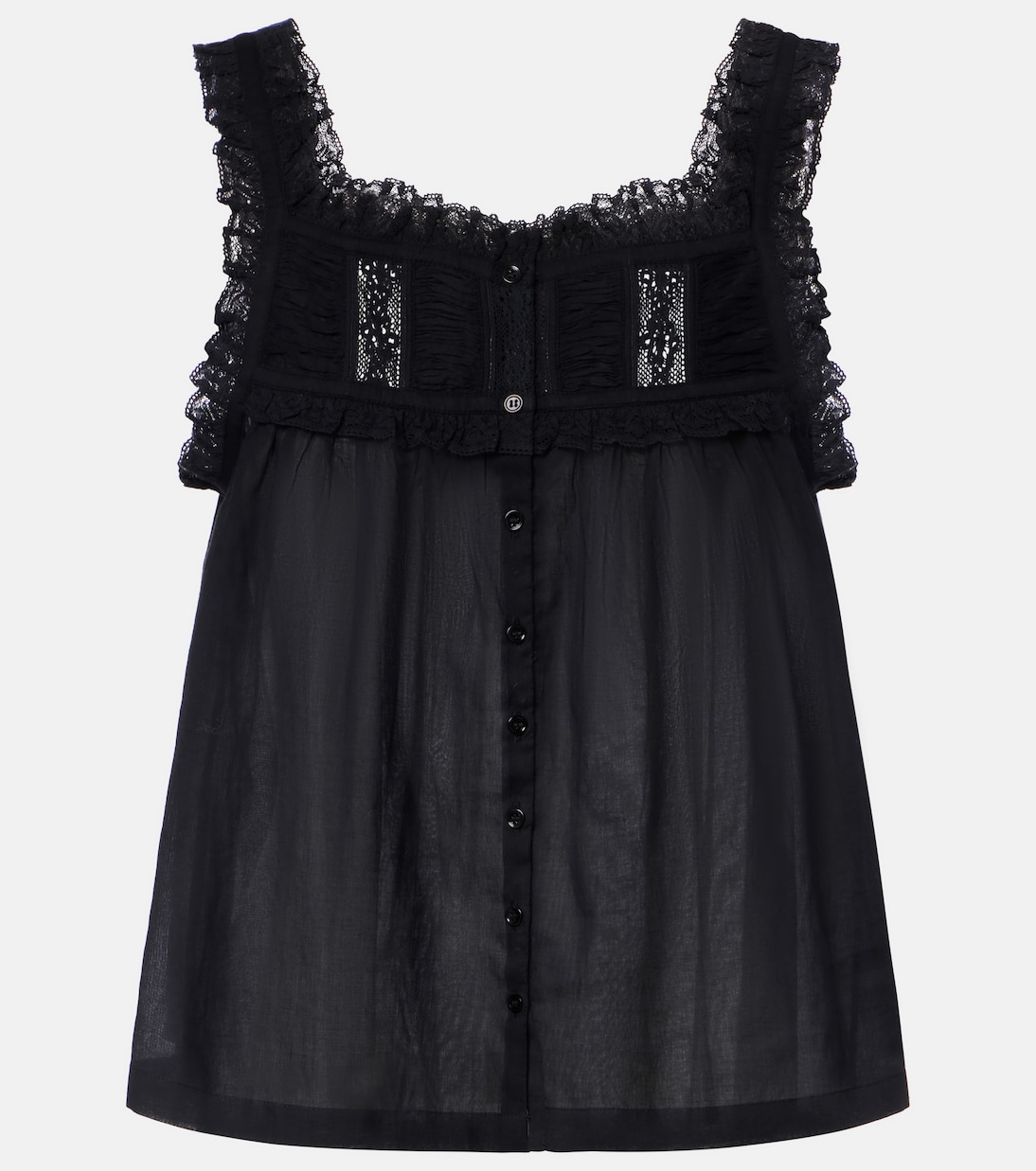 Fidella lace-trimmed cotton top | Dôen