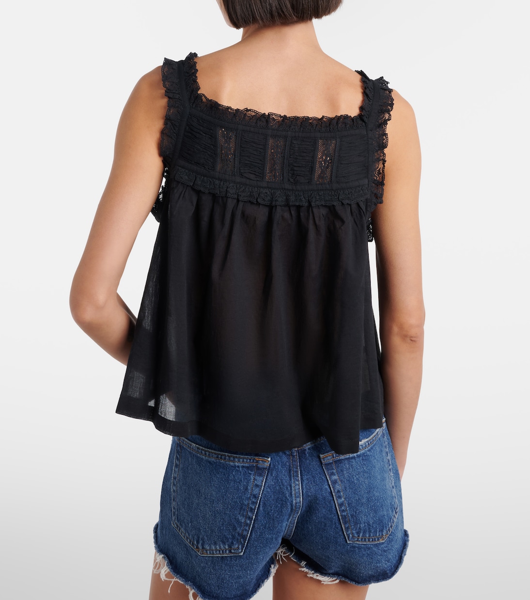 Fidella lace-trimmed cotton top | Dôen