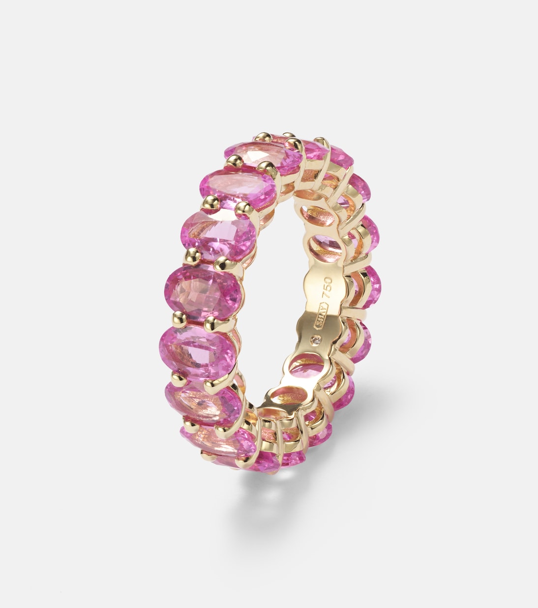 Anello eternità in oro 18kt con zaffiri, gioiello moderno per giovani