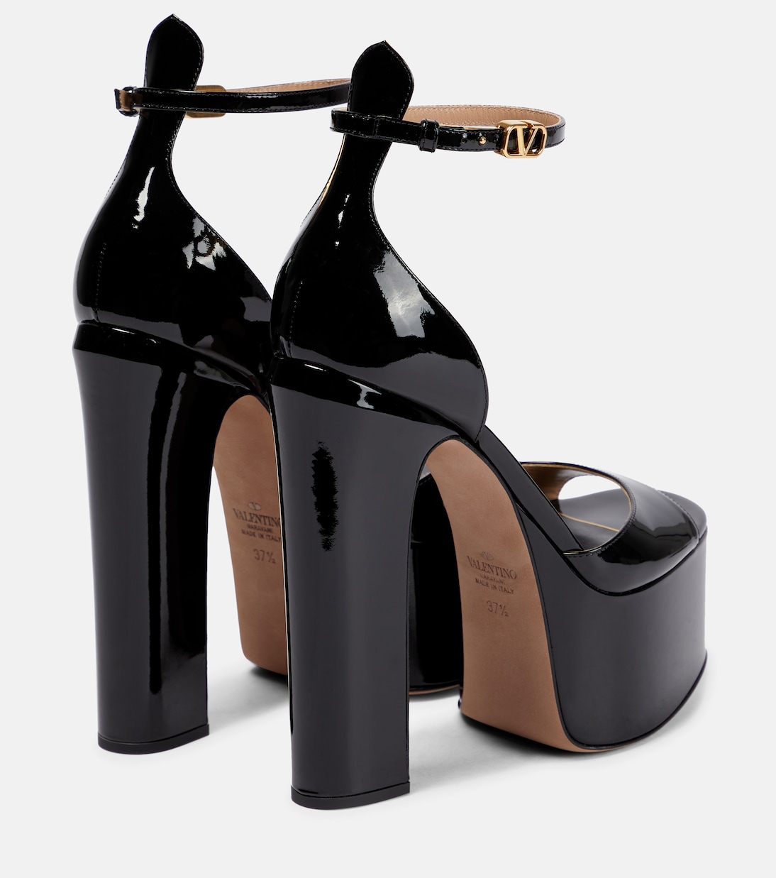 Tan-Go 155 patent leather platform sandals | Valentino Garavani