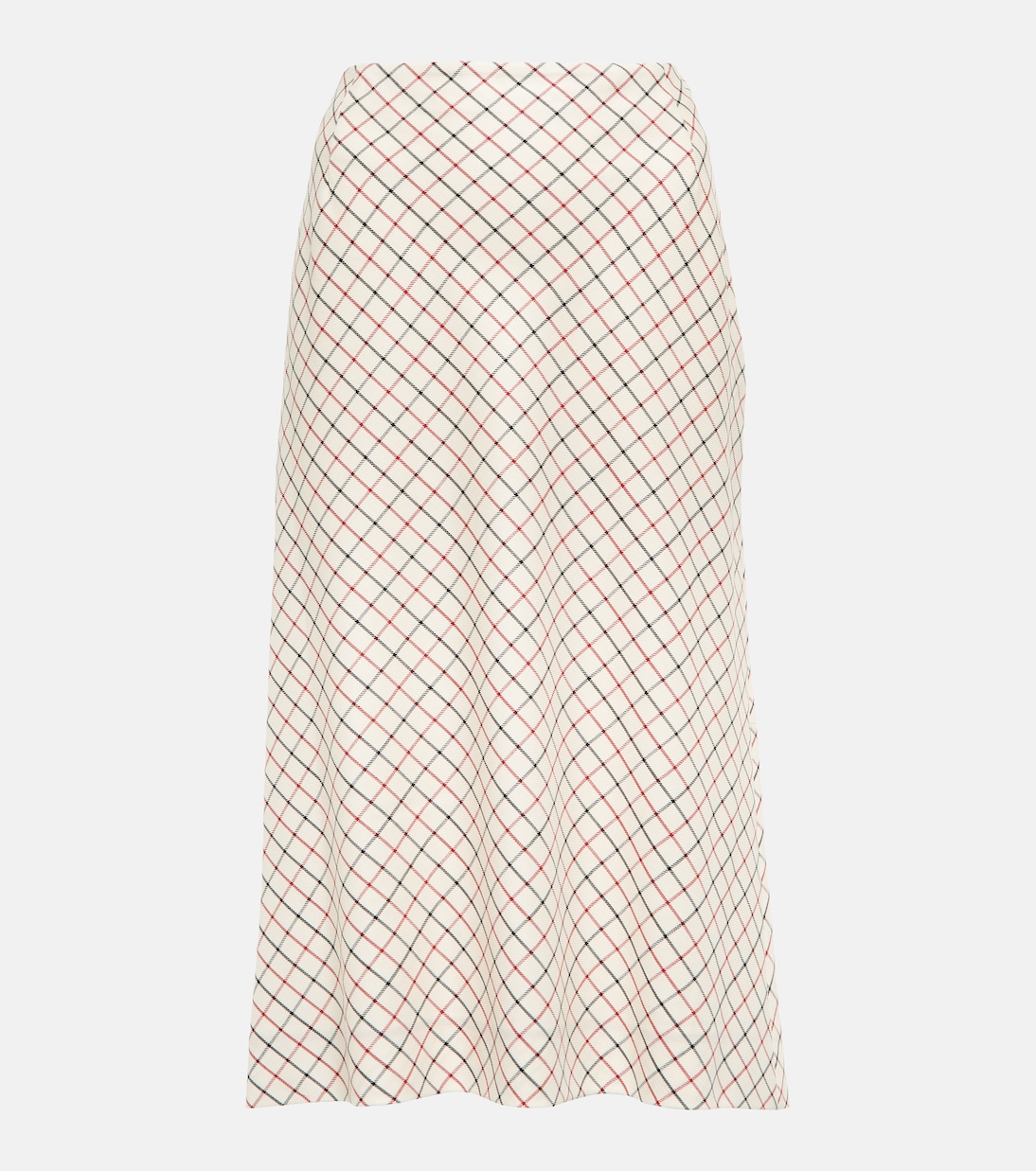 Falda midi de lana y seda a cuadros | Maison Margiela
