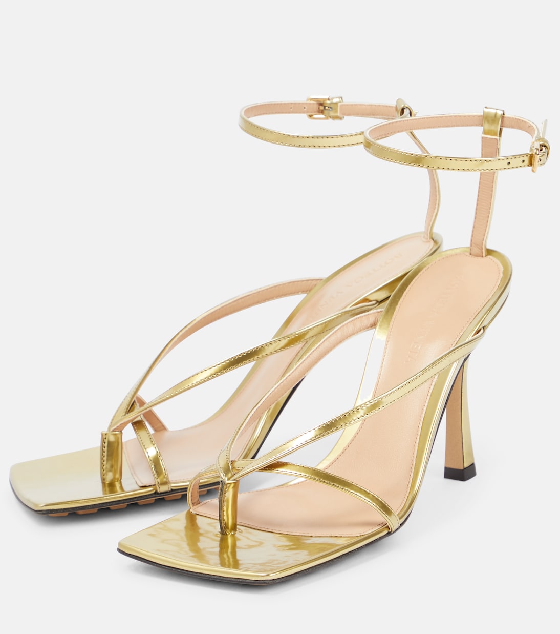 Sandales Stretch en cuir métallisé | Bottega Veneta