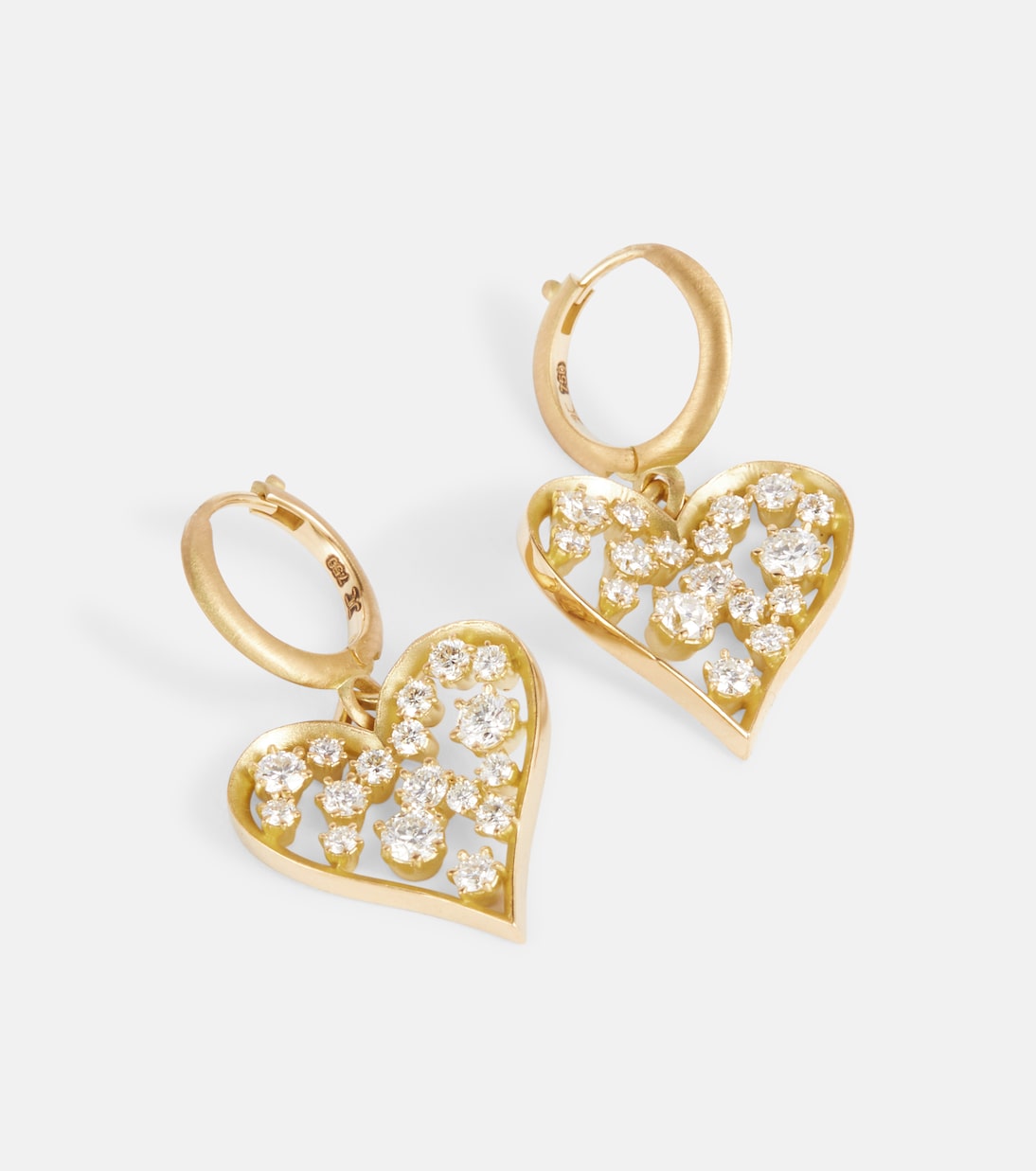 Boucles d'oreilles Margot Heart en or 18 ct et diamants | Jade Trau