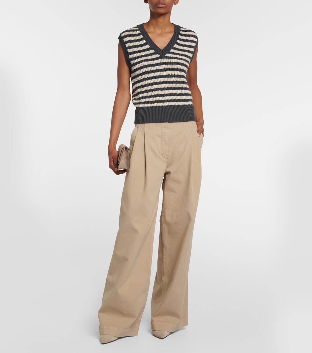 Pantaloni in cotone a gamba larga | Brunello Cucinelli