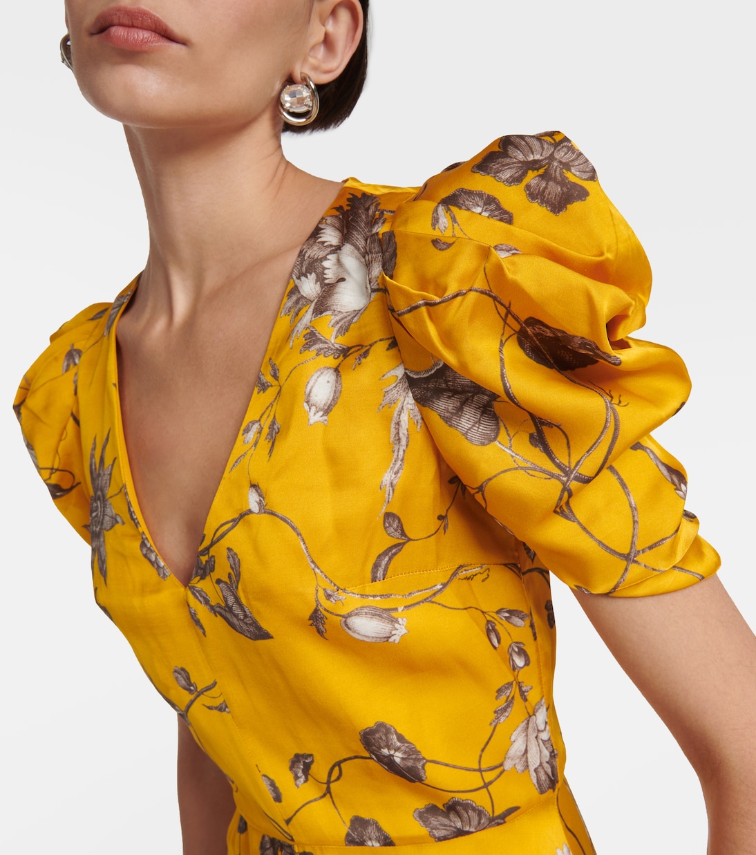 Robe midi en satin à fleurs | Erdem