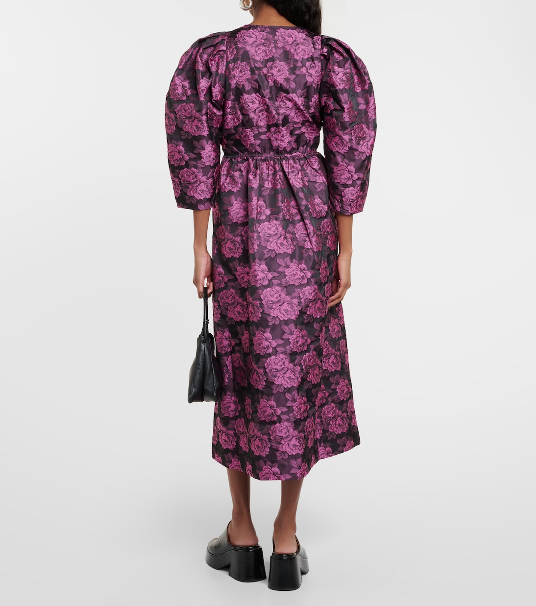 Robe midi en jacquard à fleurs | Ganni
