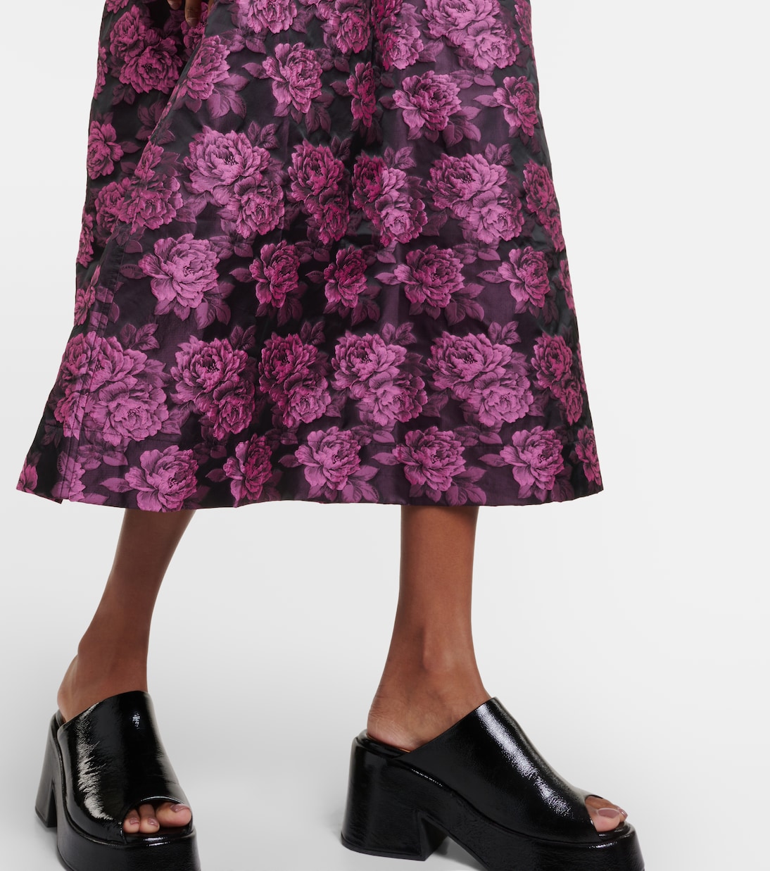 Robe midi en jacquard à fleurs | Ganni