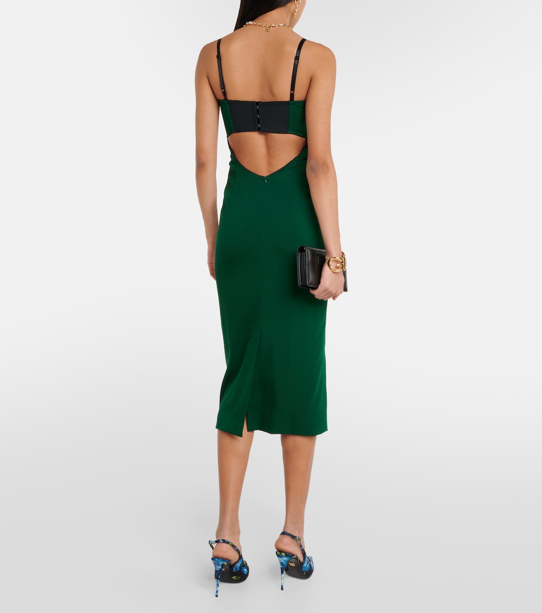 Vestido bustier midi de charmeuse de mezcla de seda | Dolce&Gabbana