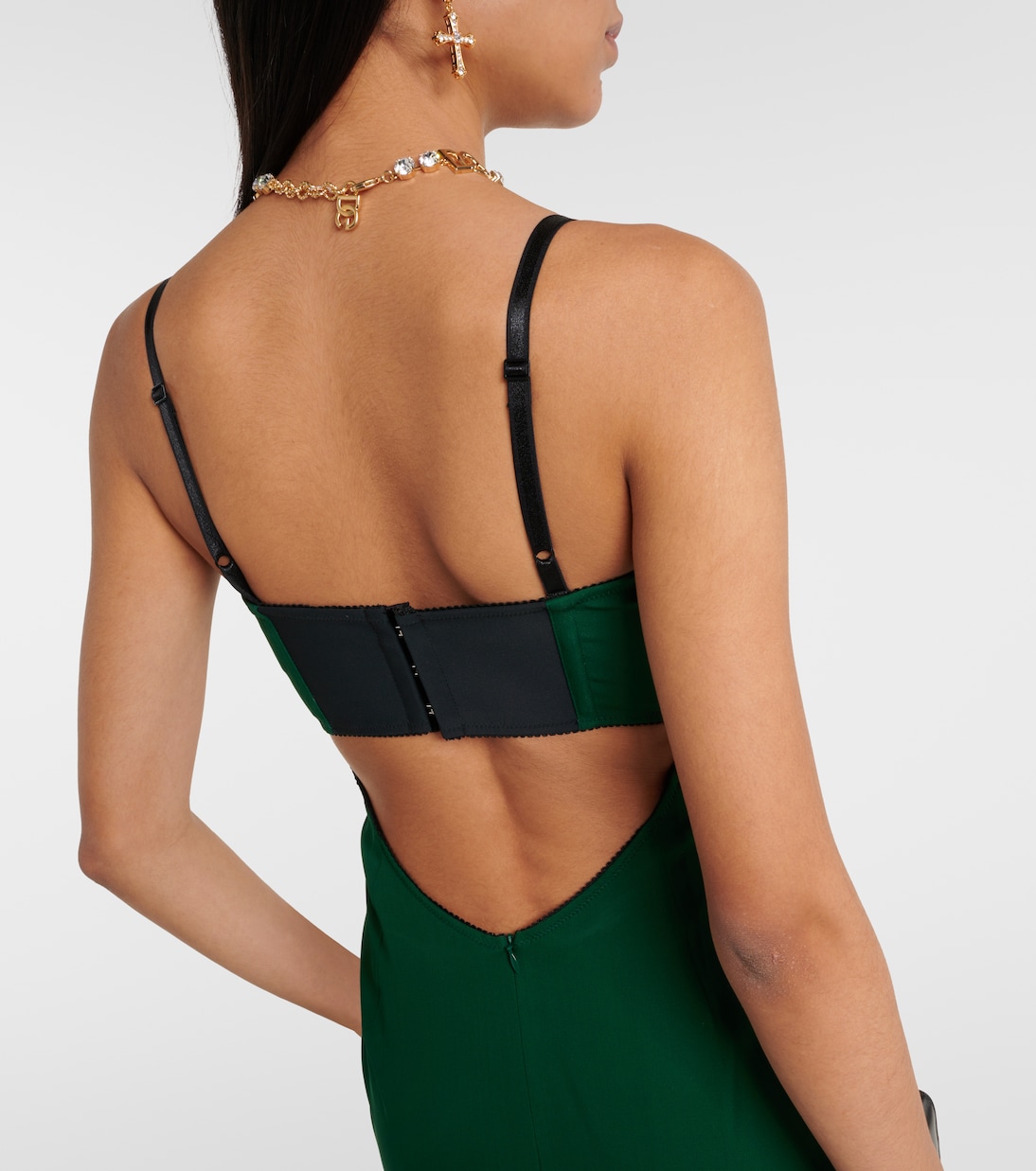 Vestido bustier midi de charmeuse de mezcla de seda | Dolce&Gabbana