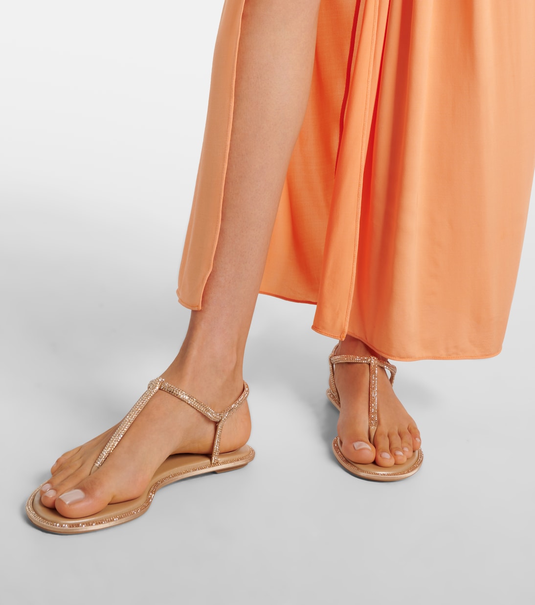 Tongs Diana en satin et cuir | Rene Caovilla