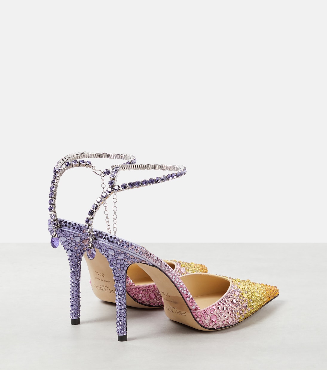 Pumps Saeda 100 in raso con cristalli | Jimmy Choo