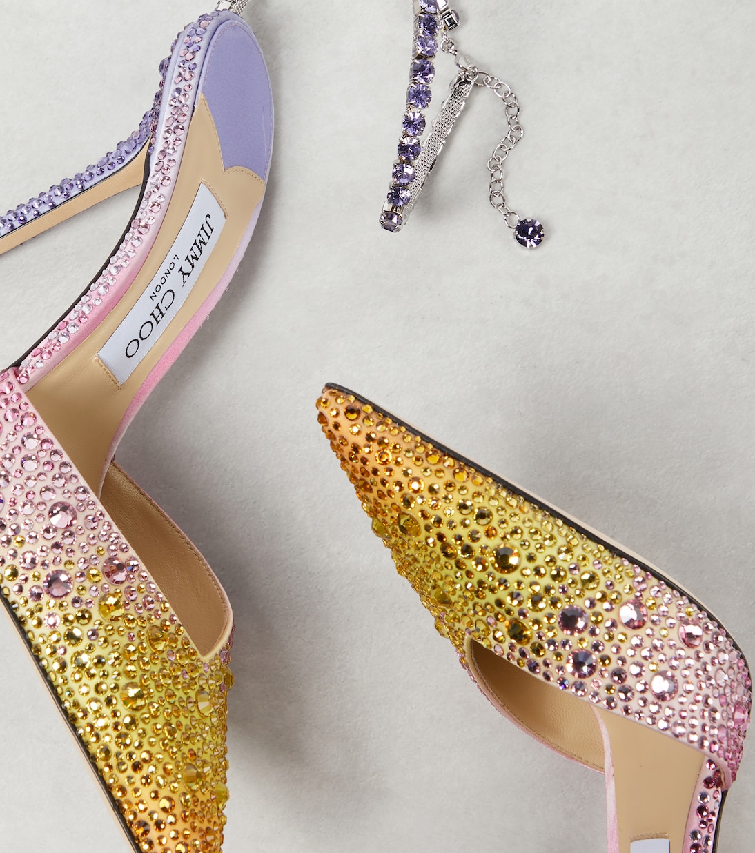 Pumps Saeda 100 in raso con cristalli | Jimmy Choo