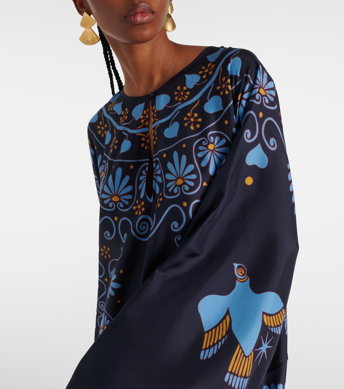Flying printed silk voile kaftan | La DoubleJ