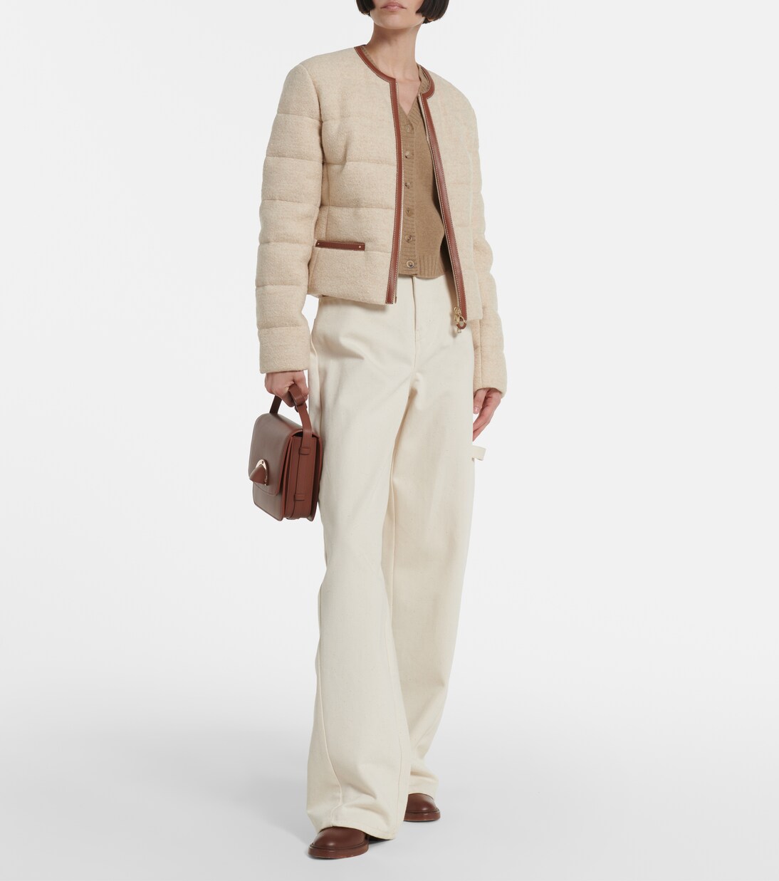 Daunenjacke Serinde aus Bouclé mit Leder | Moncler