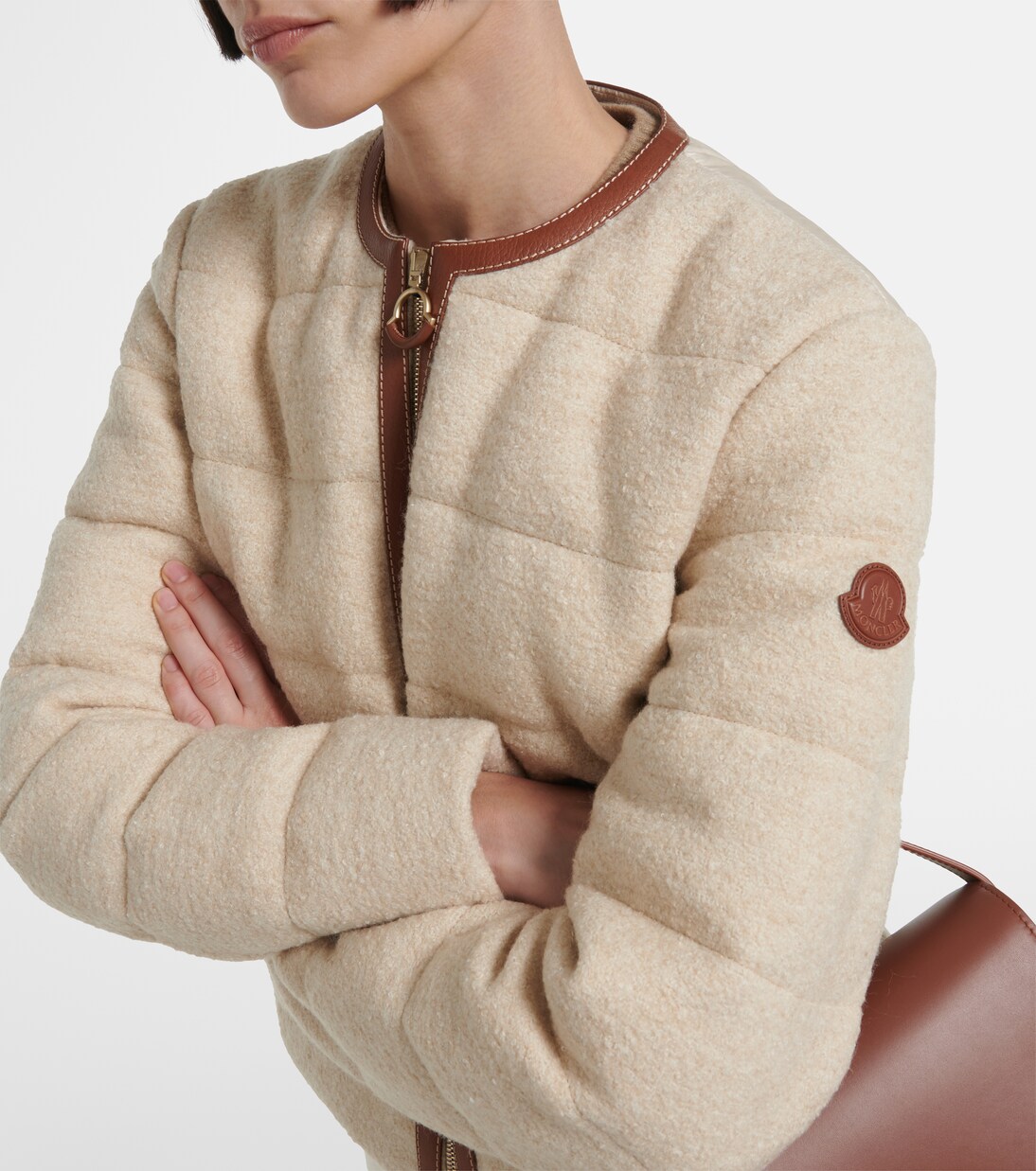 Daunenjacke Serinde aus Bouclé mit Leder | Moncler
