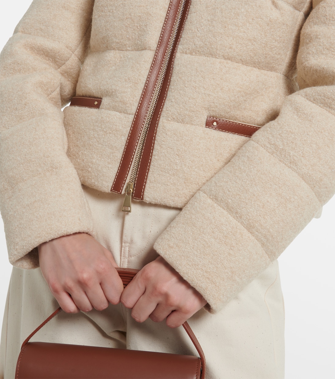Daunenjacke Serinde aus Bouclé mit Leder | Moncler