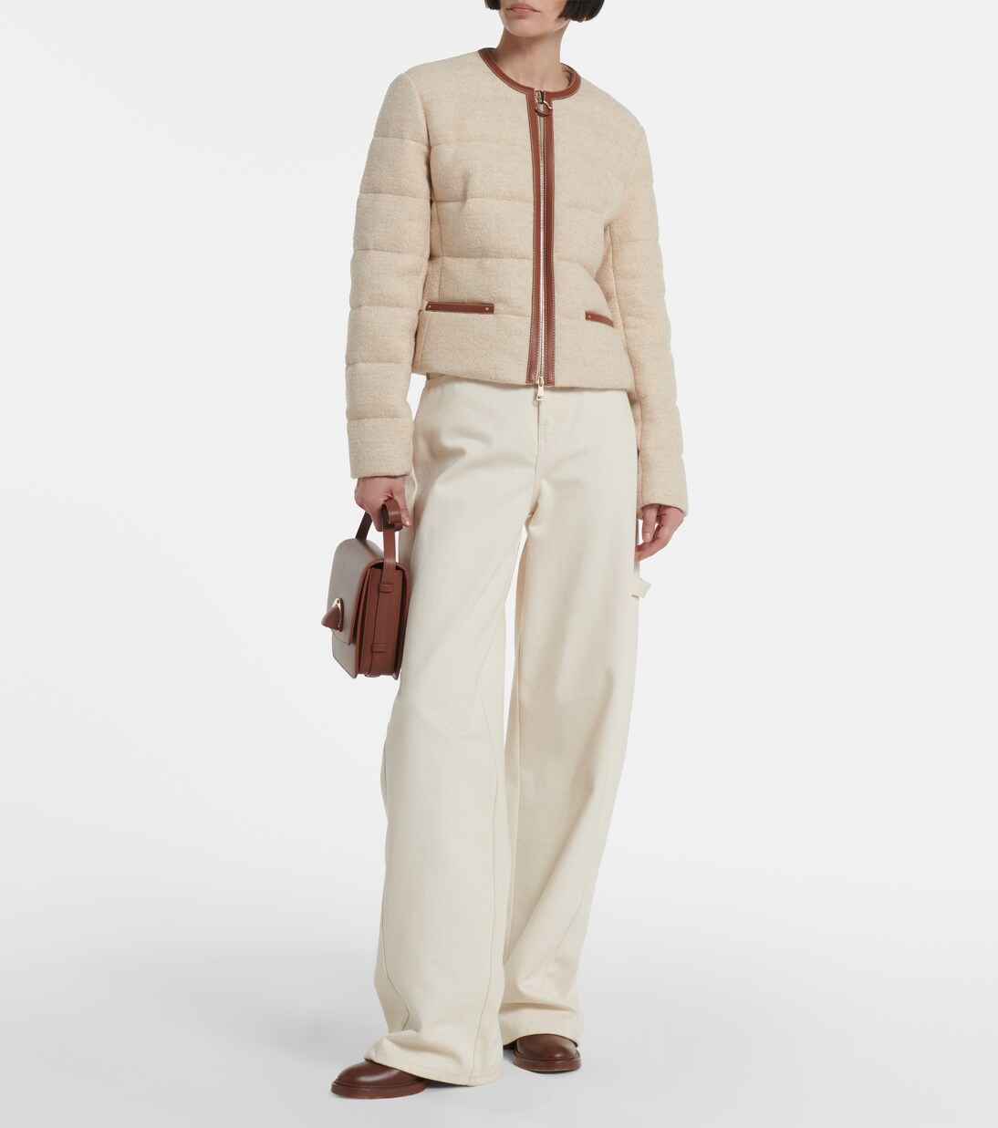 Daunenjacke Serinde aus Bouclé mit Leder | Moncler