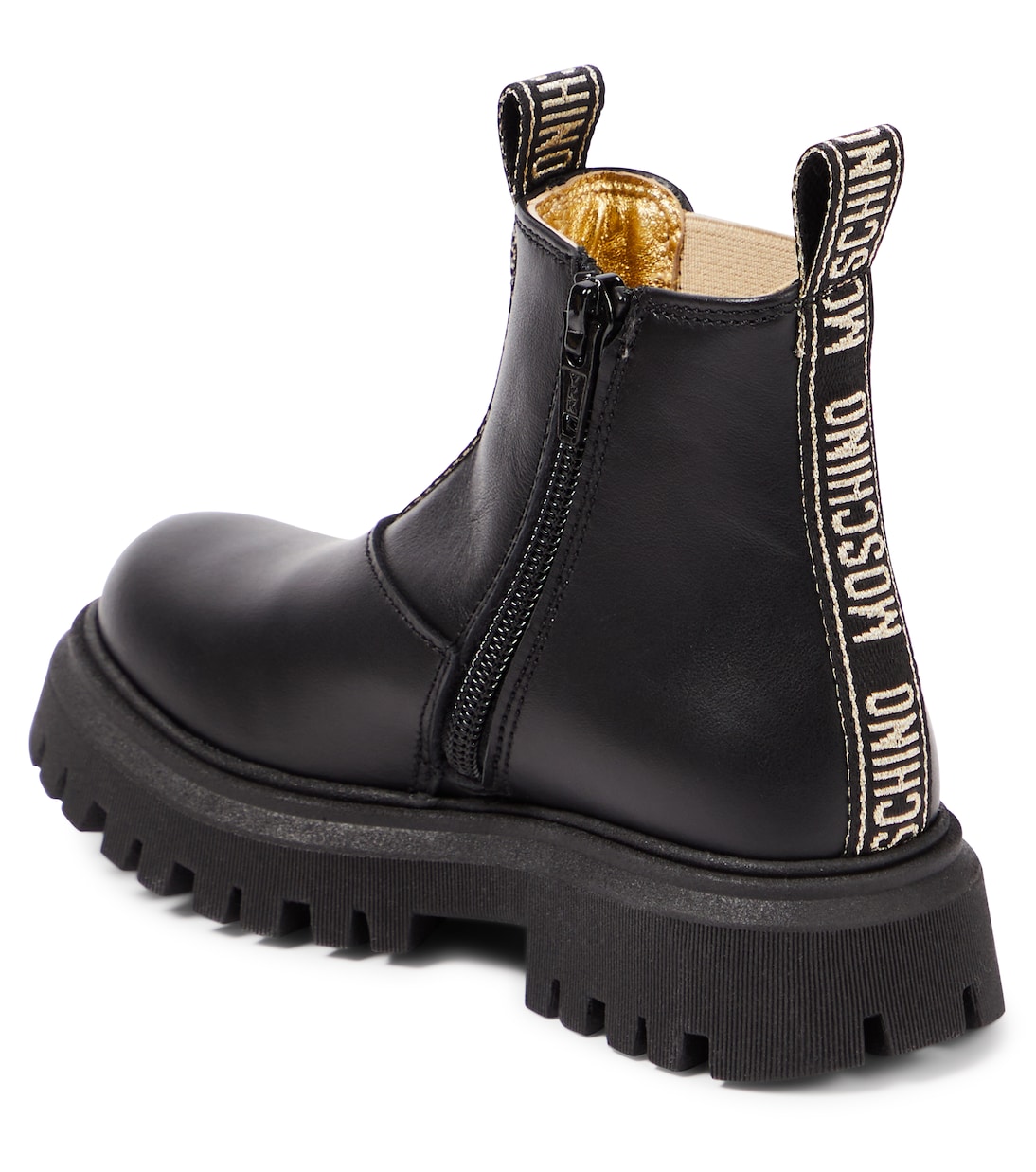 Logo leather Chelsea boots in black Moschino Kids Mytheresa
