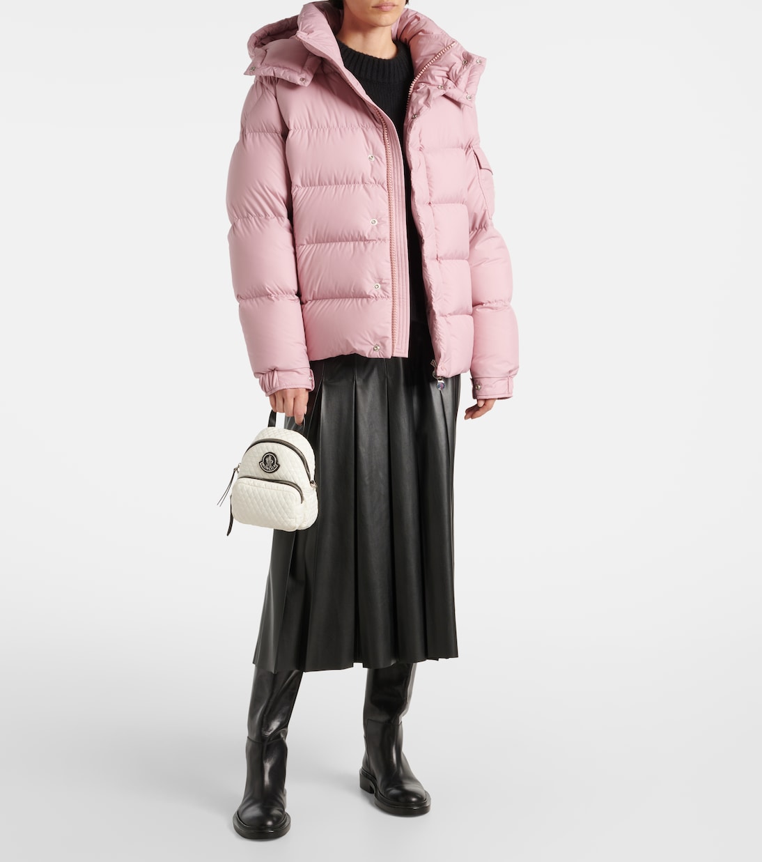Pink moncler jacket with fur outlet