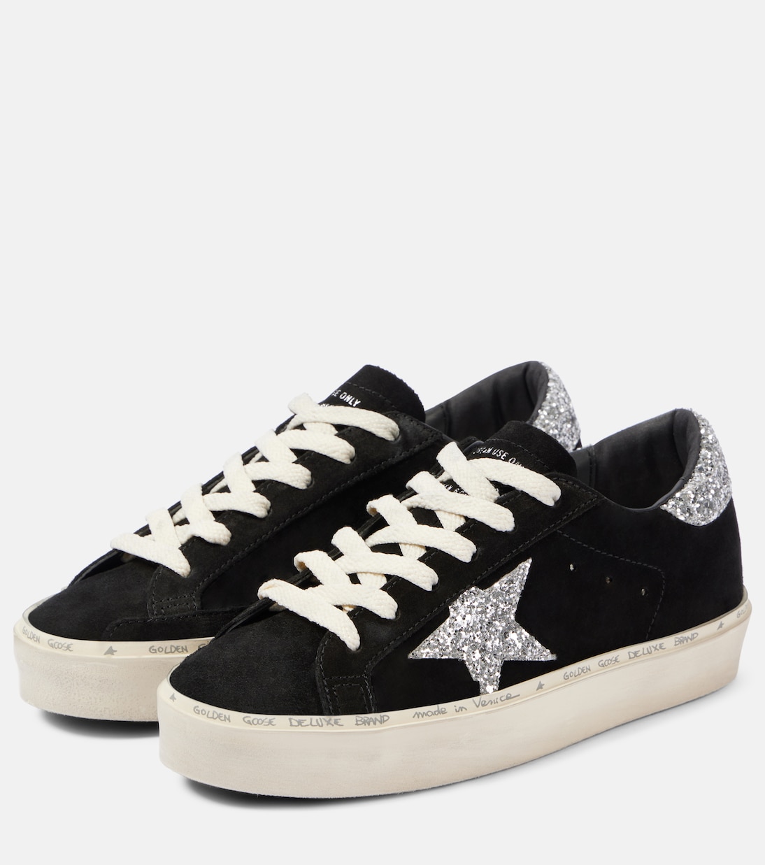 Scarpe da ginnastica in suede glitterate Golden Goose Hi Star per uno stile giovane e luminoso