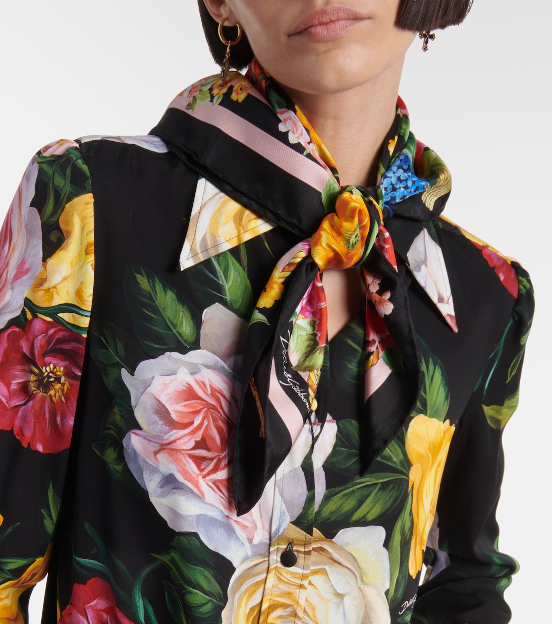 Foulard in seta con stampa floreale | Dolce&Gabbana