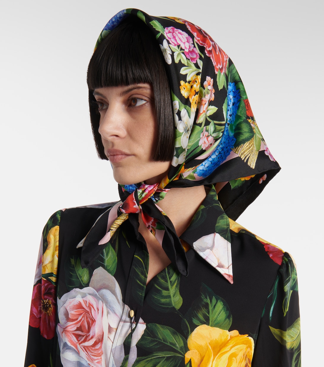 Foulard in seta con stampa floreale | Dolce&Gabbana