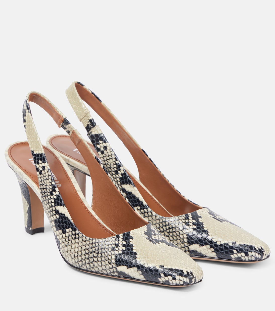 Belle 75 snake-effect leather slingback pumps | Paris Texas
